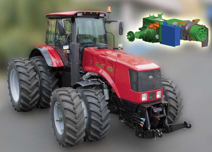Belarus 3023 220 kW motorteljesítményű soros hibrid traktor